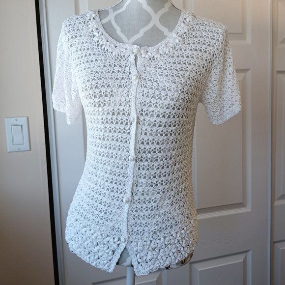 Beta's Choice White Crocheted Sweater - (3194) - Picture 1 of 11